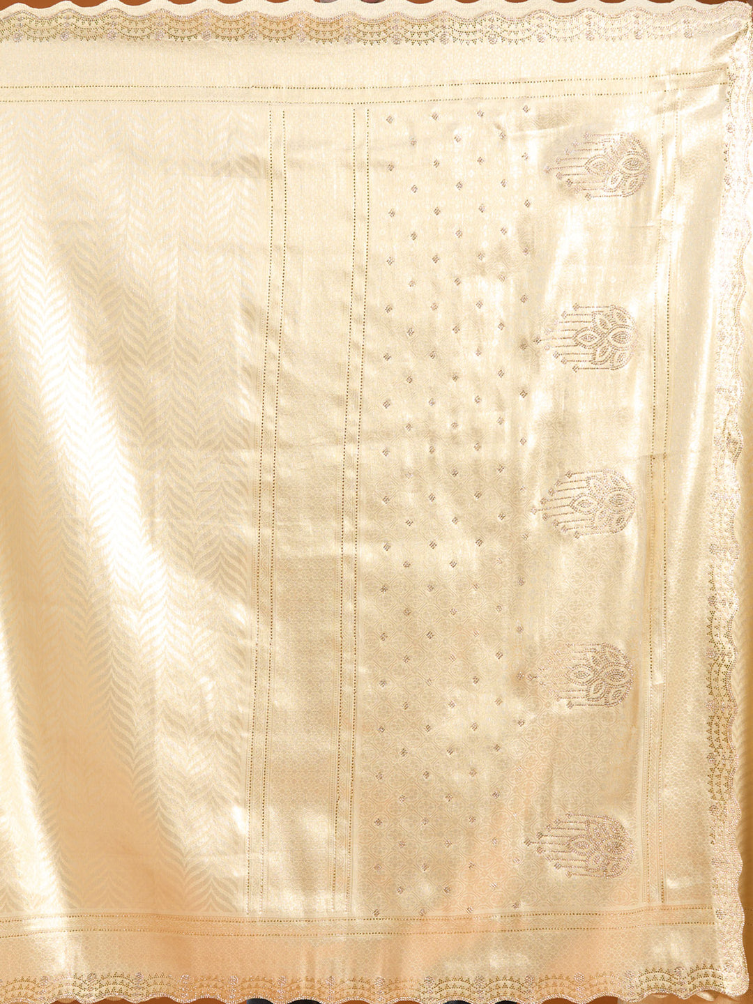 Beige Banarasi Art Silk Saree With Matching Blouse Piece