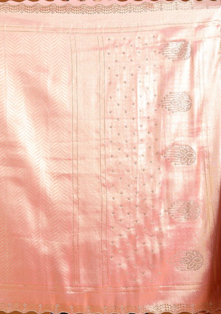 Onion Pink Banarasi Art Silk Saree With Matching Blouse Piece