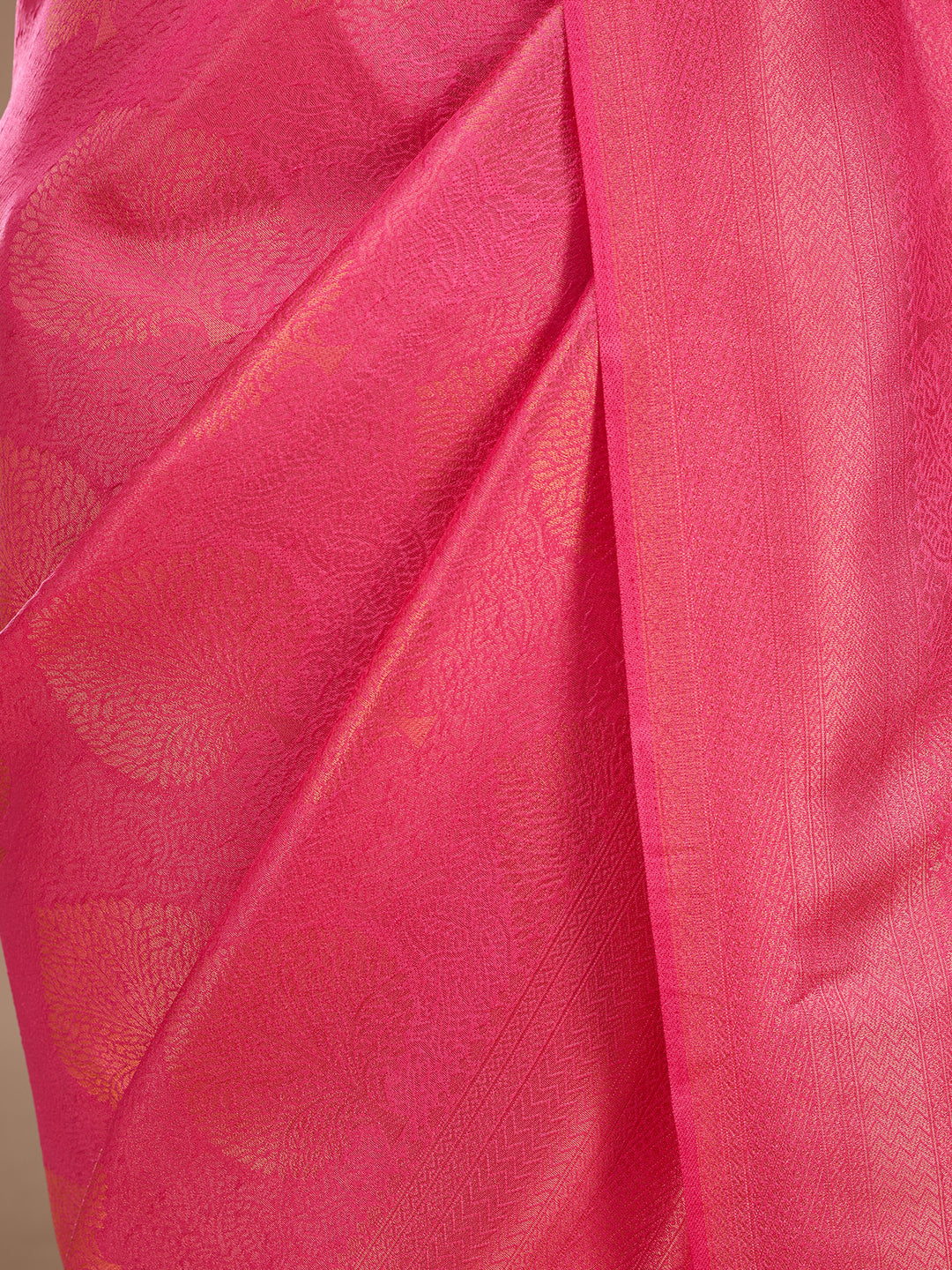 Rani Pink Silk Jaal Saree With Matching Blouse Piece