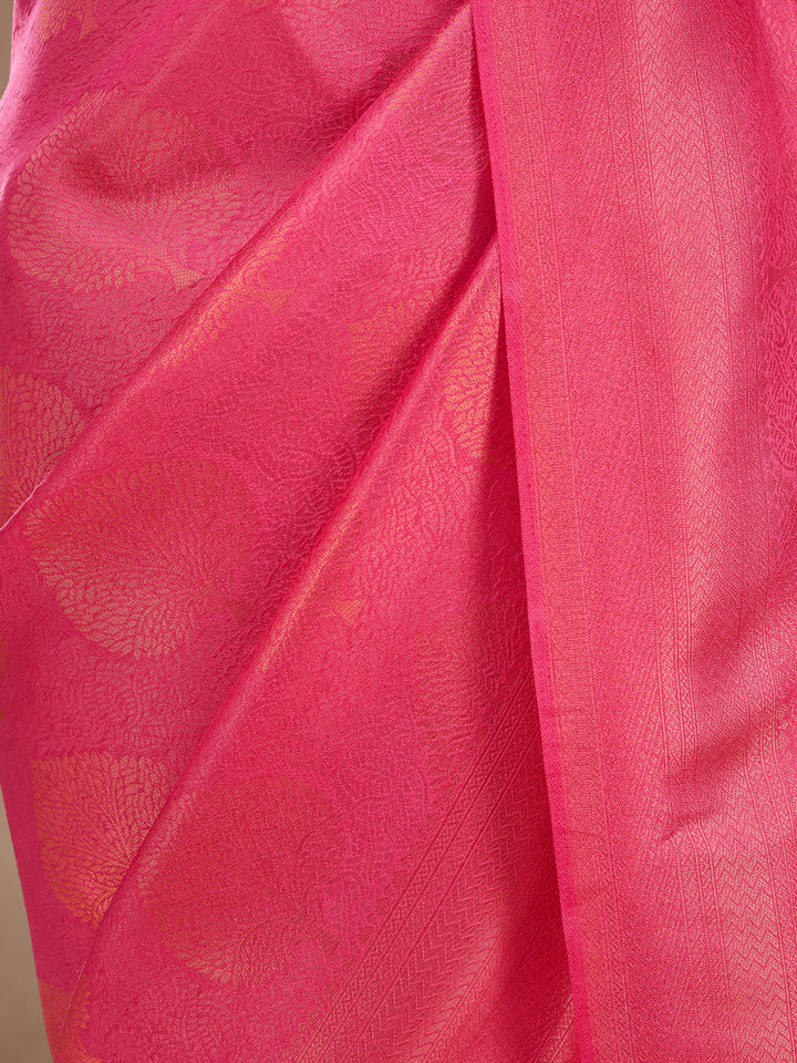 Rani Pink Silk Jaal Saree With Matching Blouse Piece