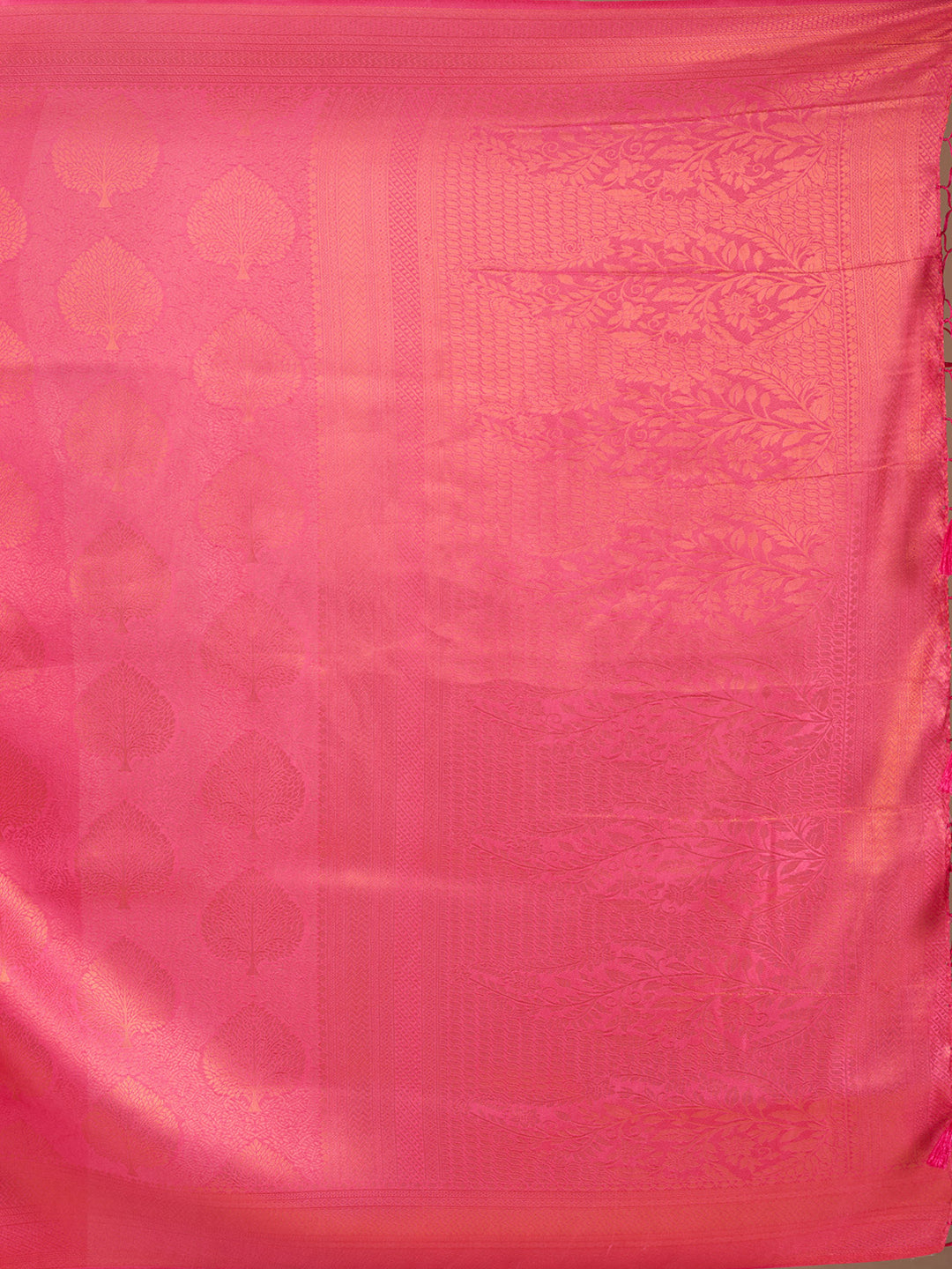 Rani Pink Silk Jaal Saree With Matching Blouse Piece
