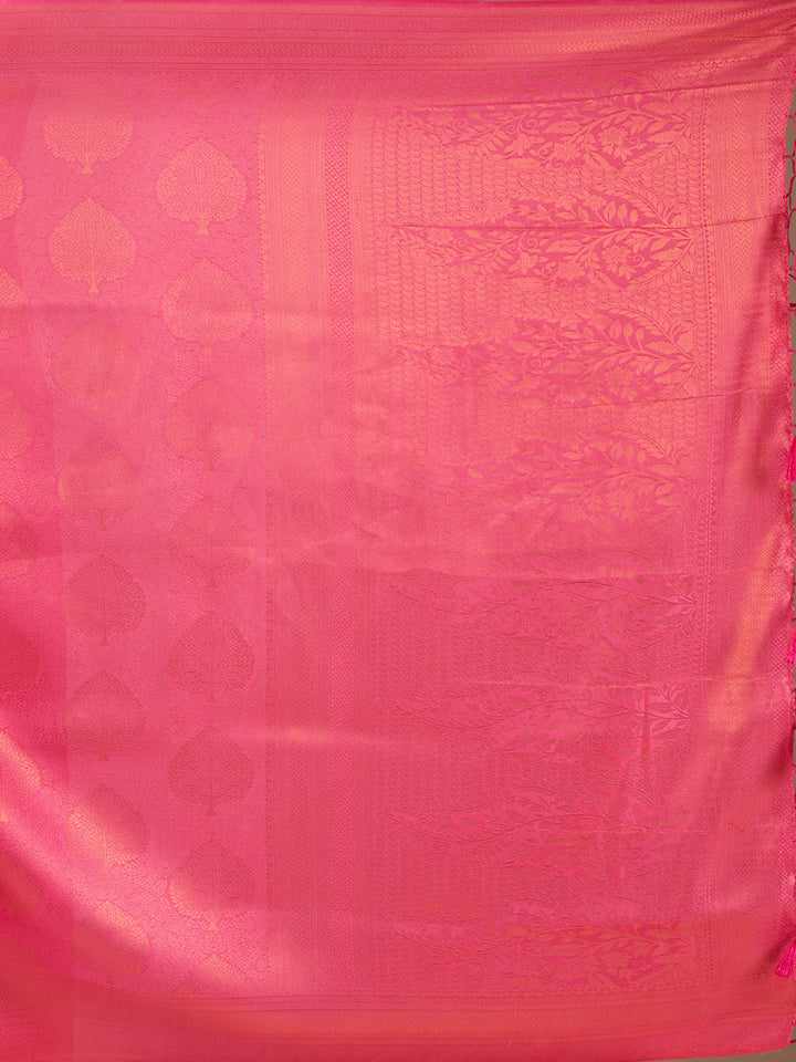 Rani Pink Silk Jaal Saree With Matching Blouse Piece