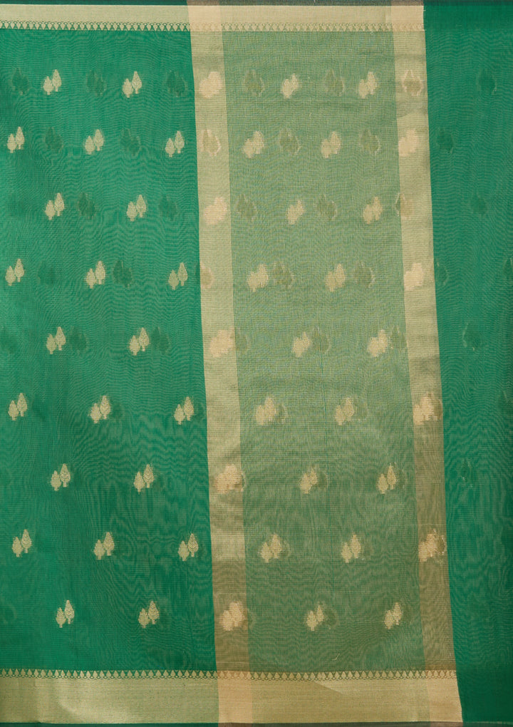Bottle Green Banarasi Silk Saree With Matching Blouse Piece