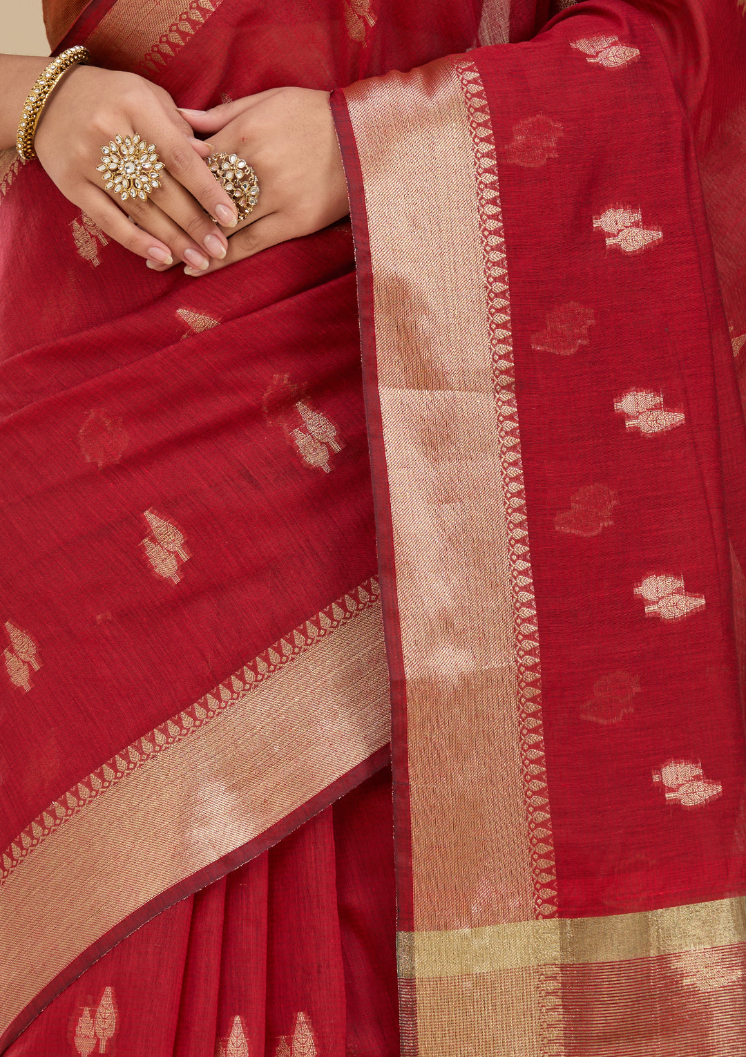Maroon Banarasi Silk Saree With Matching Blouse Piece