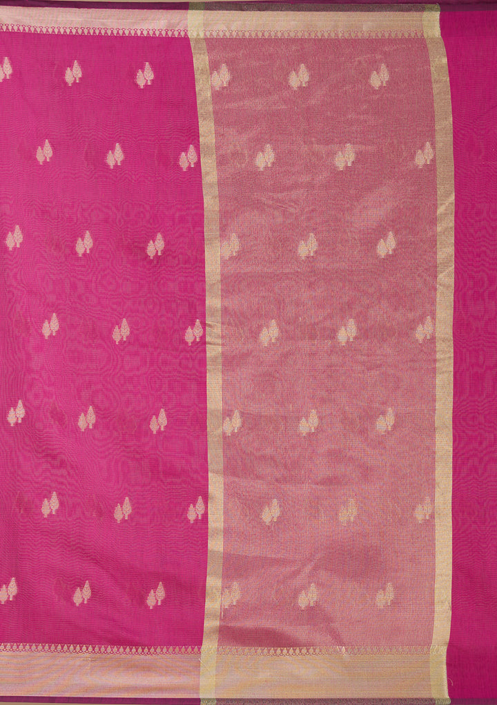Wine Banarasi Silk Saree With Matching Blouse Piece