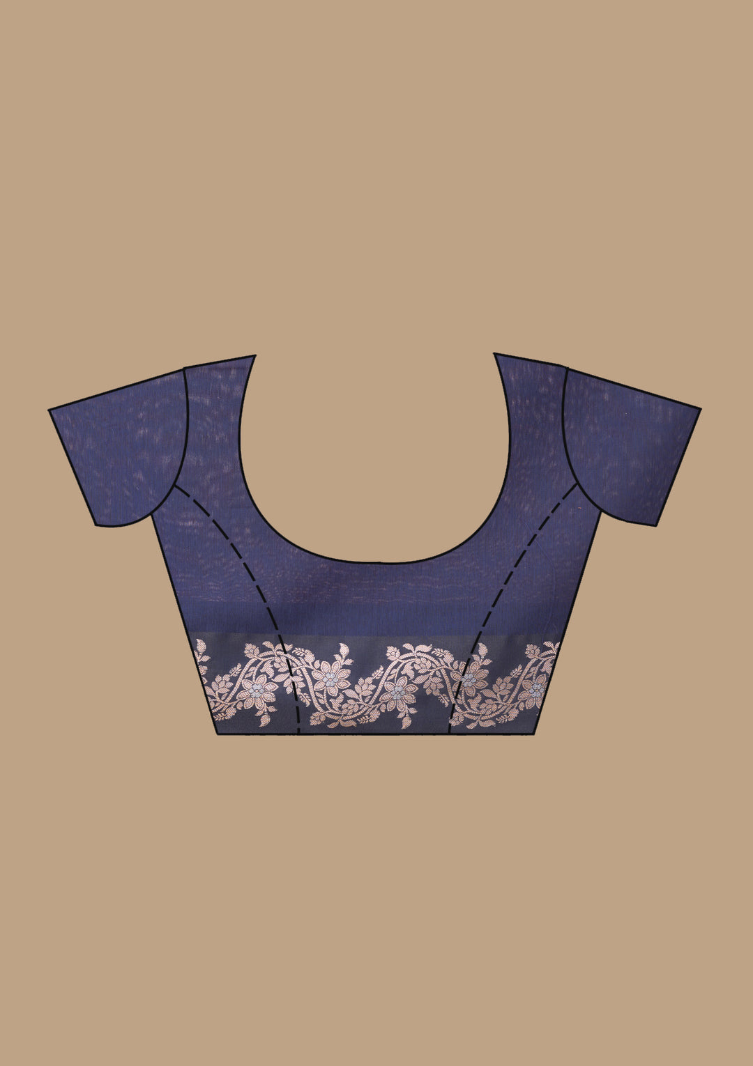 Navy Blue Banarasi Silk Saree With Matching Blouse Piece