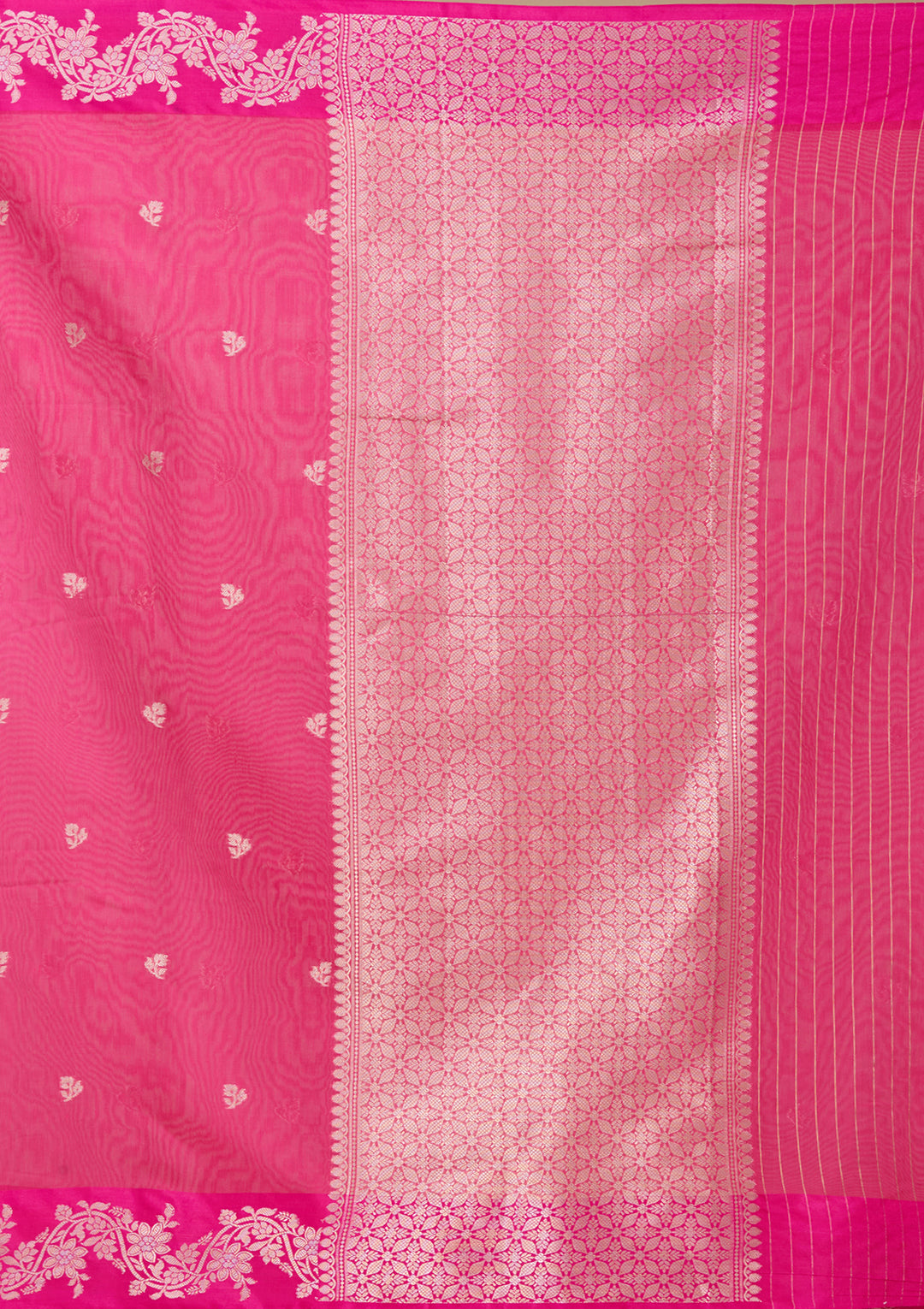 Rani Pink Banarasi Silk Saree With Matching Blouse Piece