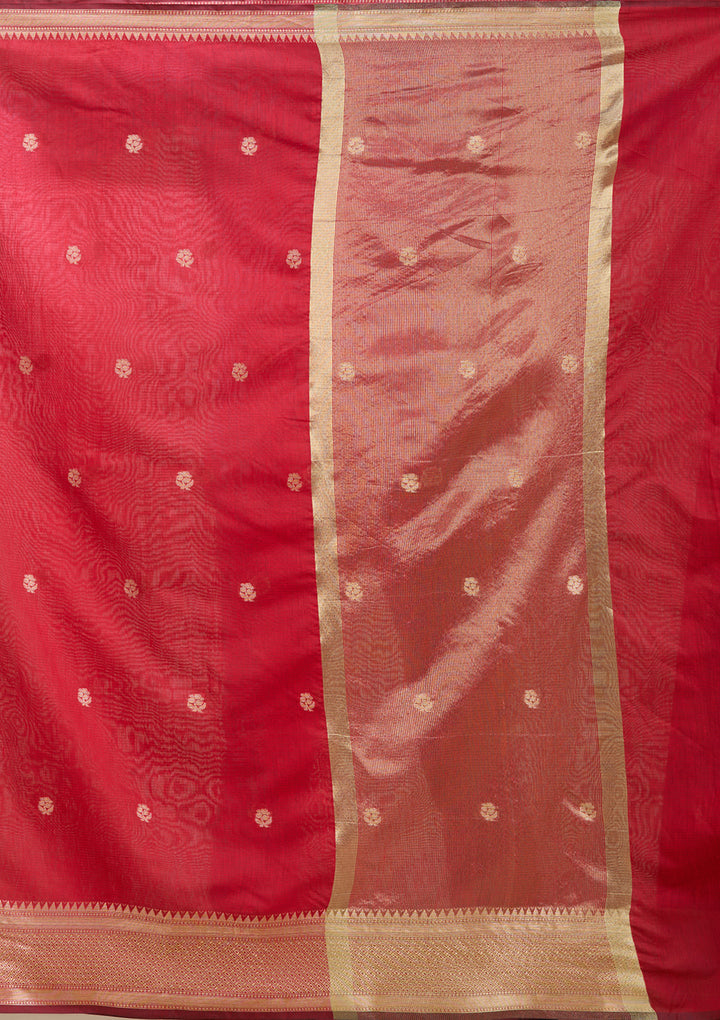 Maroon Banarasi Silk Saree With Matching Blouse Piece