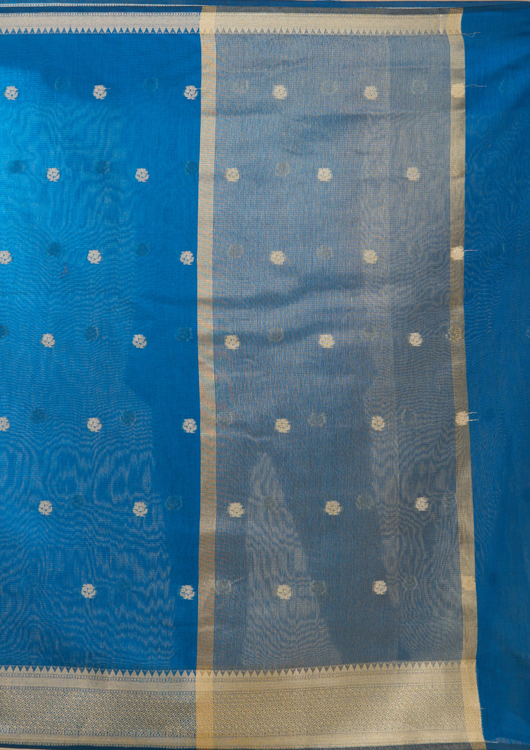 Peacock Blue Banarasi Silk Saree With Matching Blouse Piece