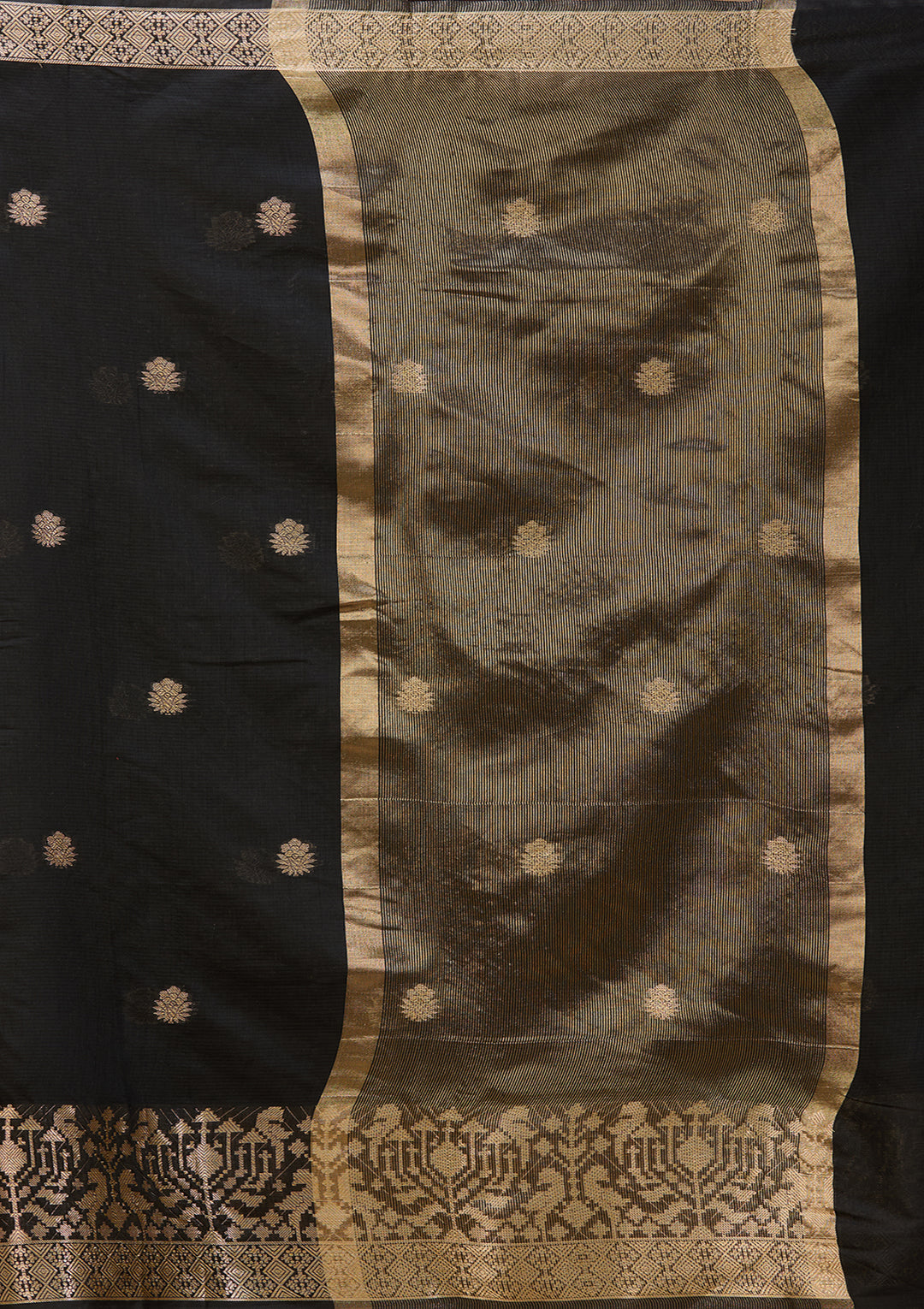 Black Art Silk Patola Buti Saree With Matching Blouse Piece
