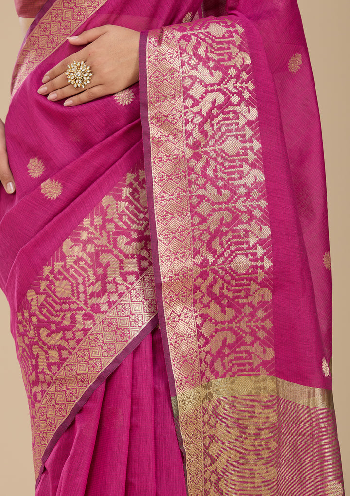Wine Patola Silk Saree With Matching Blouse Piece