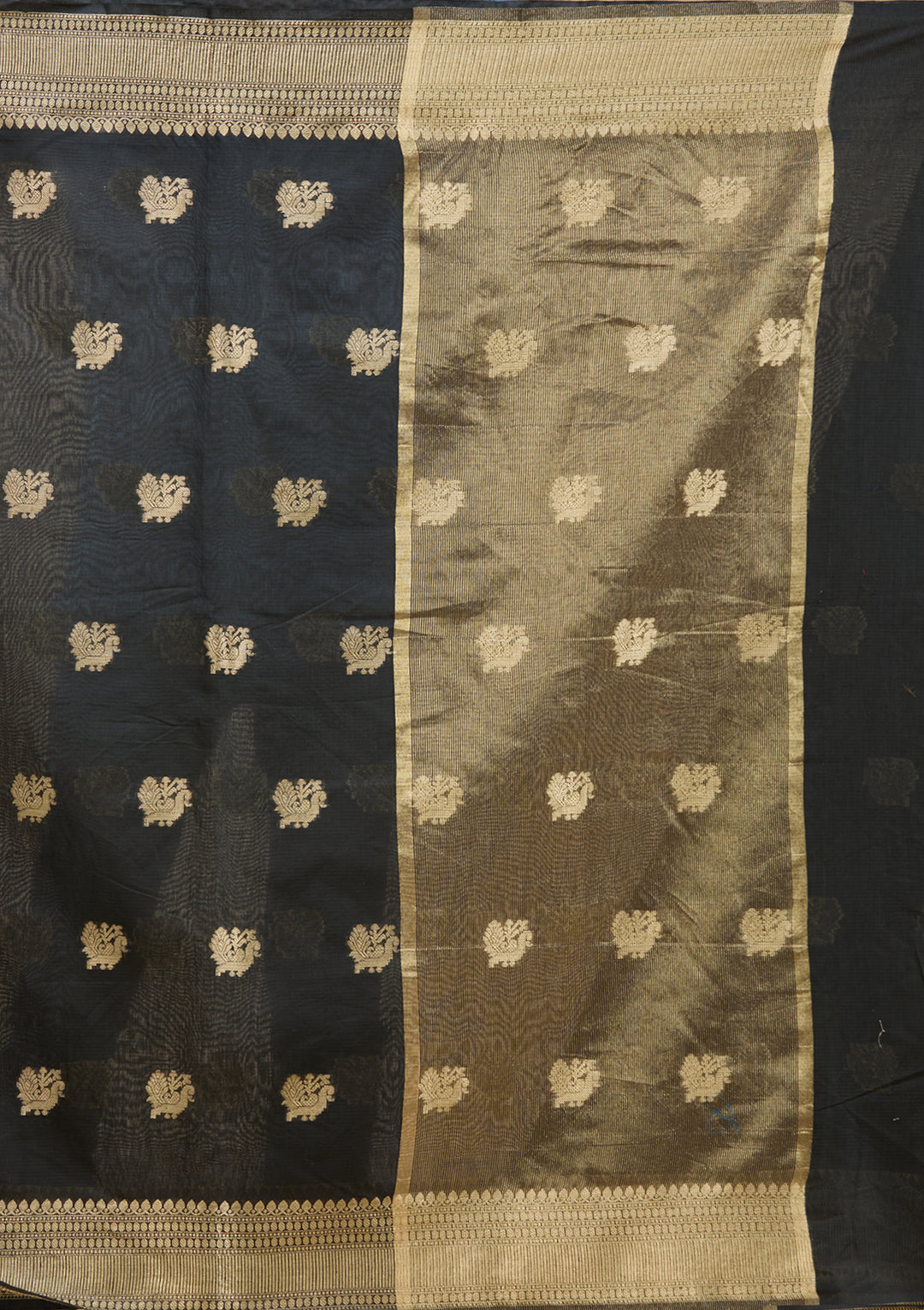 Black Banarasi Silk Saree With Matching Blouse Piece