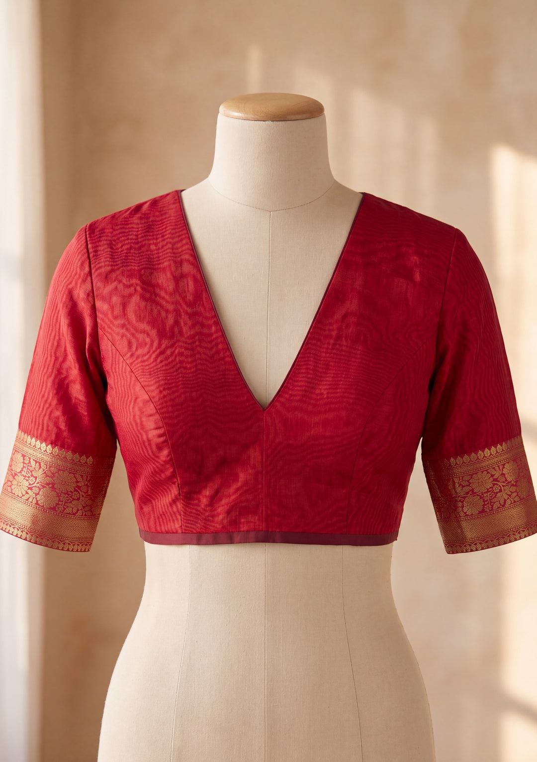 Maroon Cotton Banarasi Buti Saree With Matching Blouse Piece