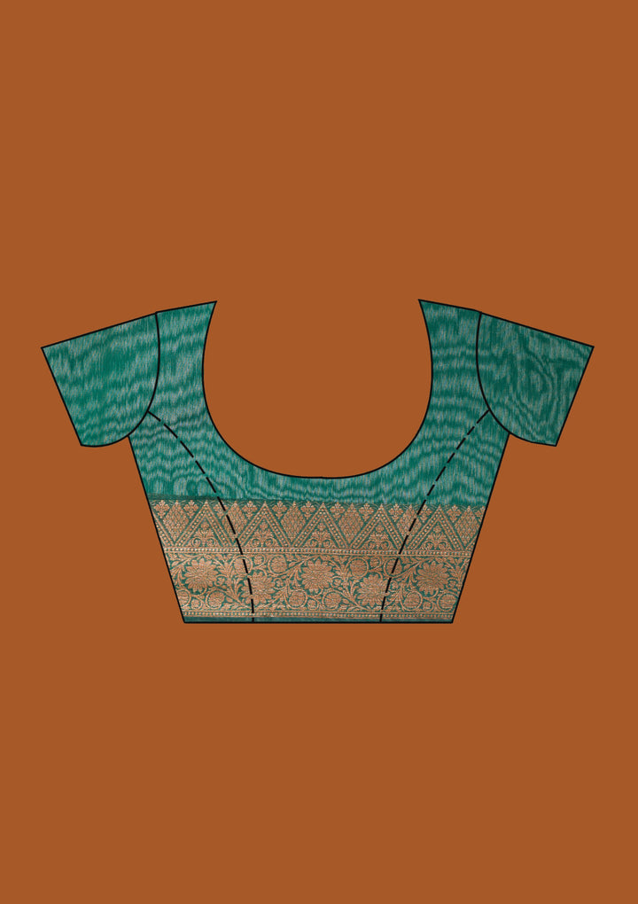 Bottle Green Banarasi Silk Saree With Matching Blouse Piece