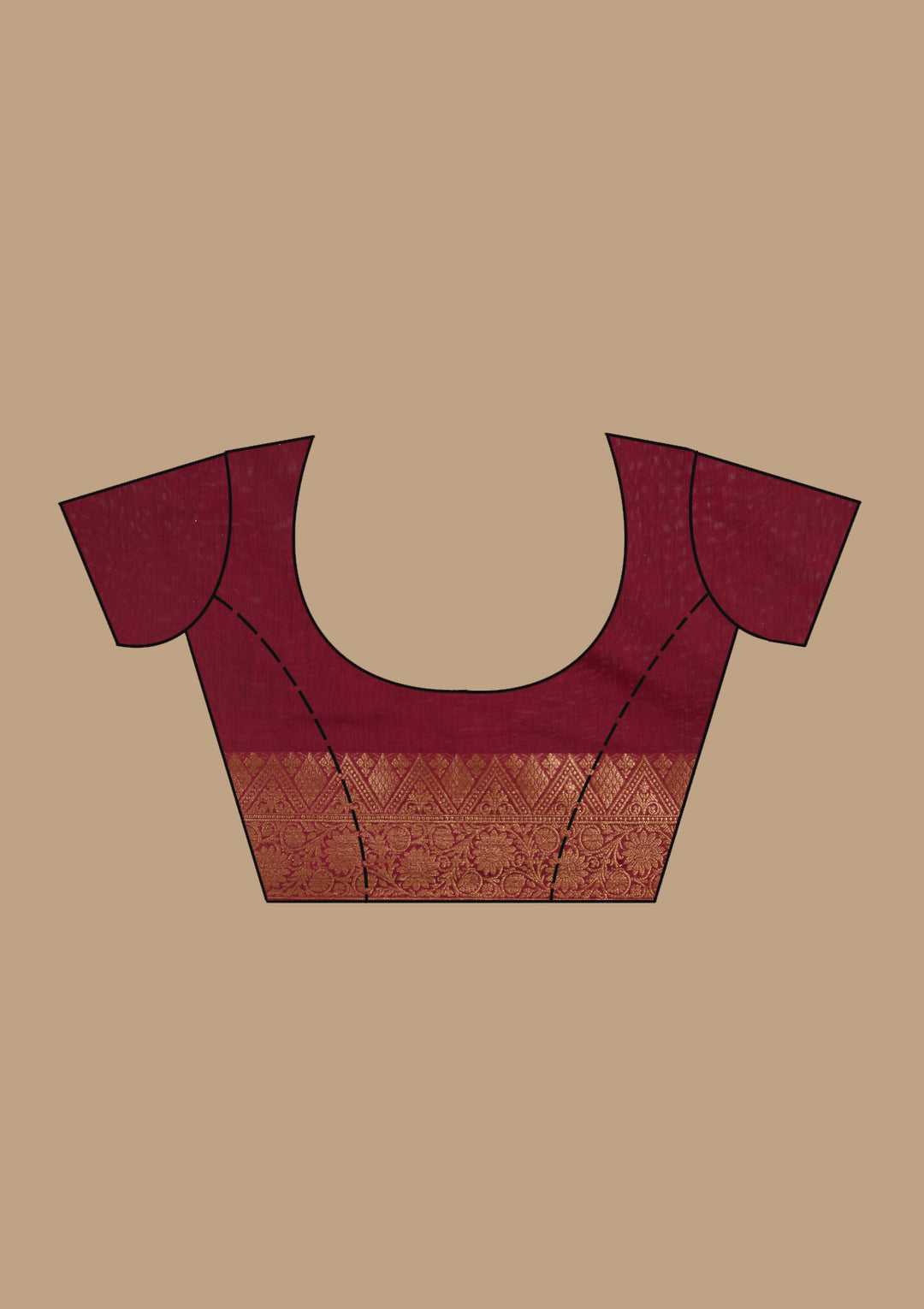 Dark Maroon Banarasi Silk Saree With Matching Blouse Piece