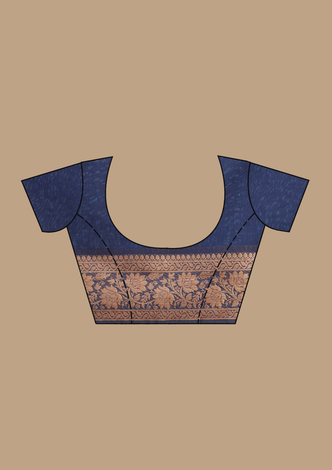Navy Blue Banarasi Silk Saree With Matching Blouse Piece