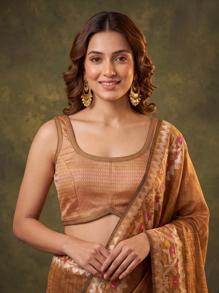Mustard Yellow Silk Plain Saree With Matching Blouse Piece