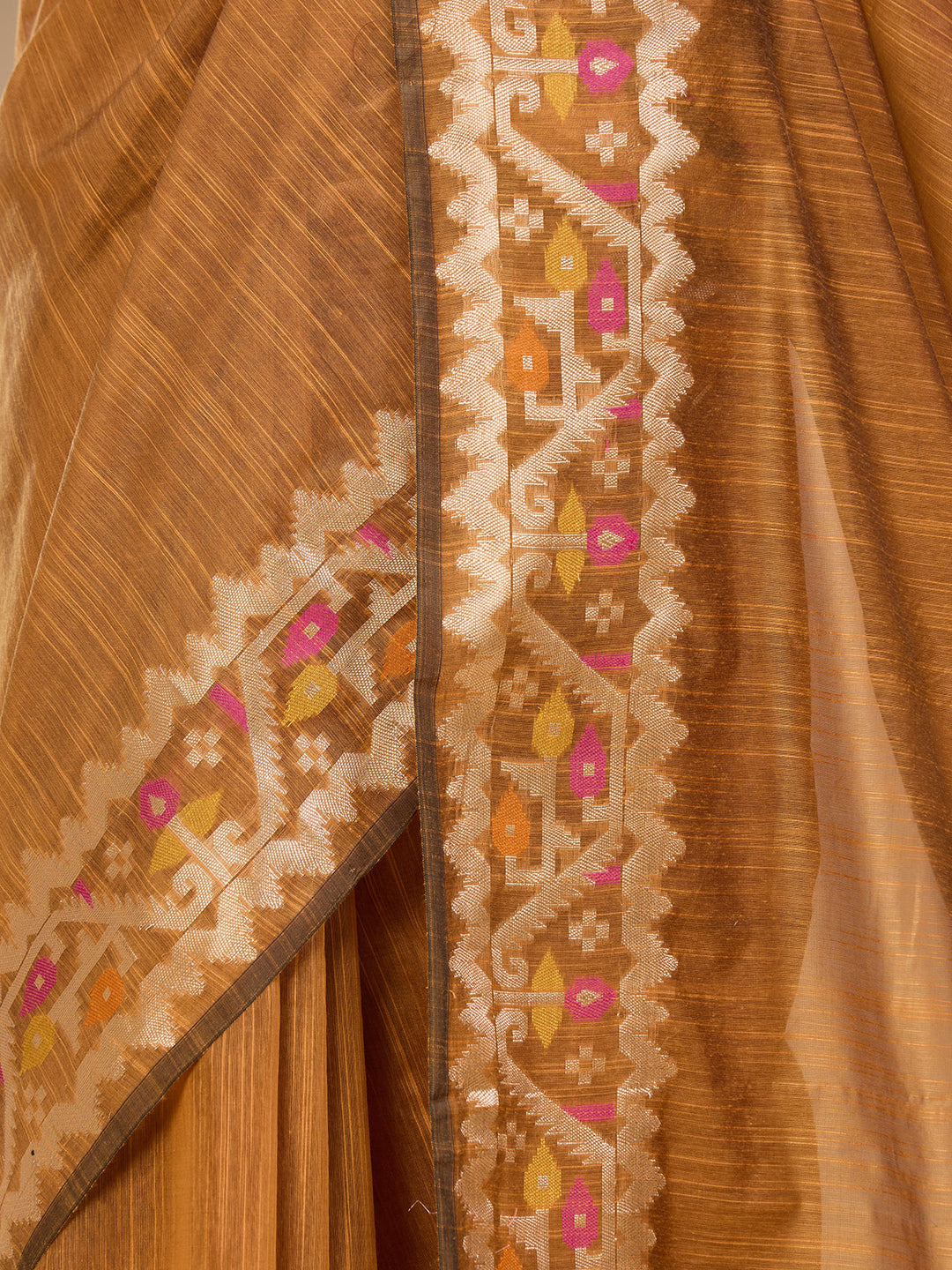 Mustard Yellow Silk Plain Saree With Matching Blouse Piece