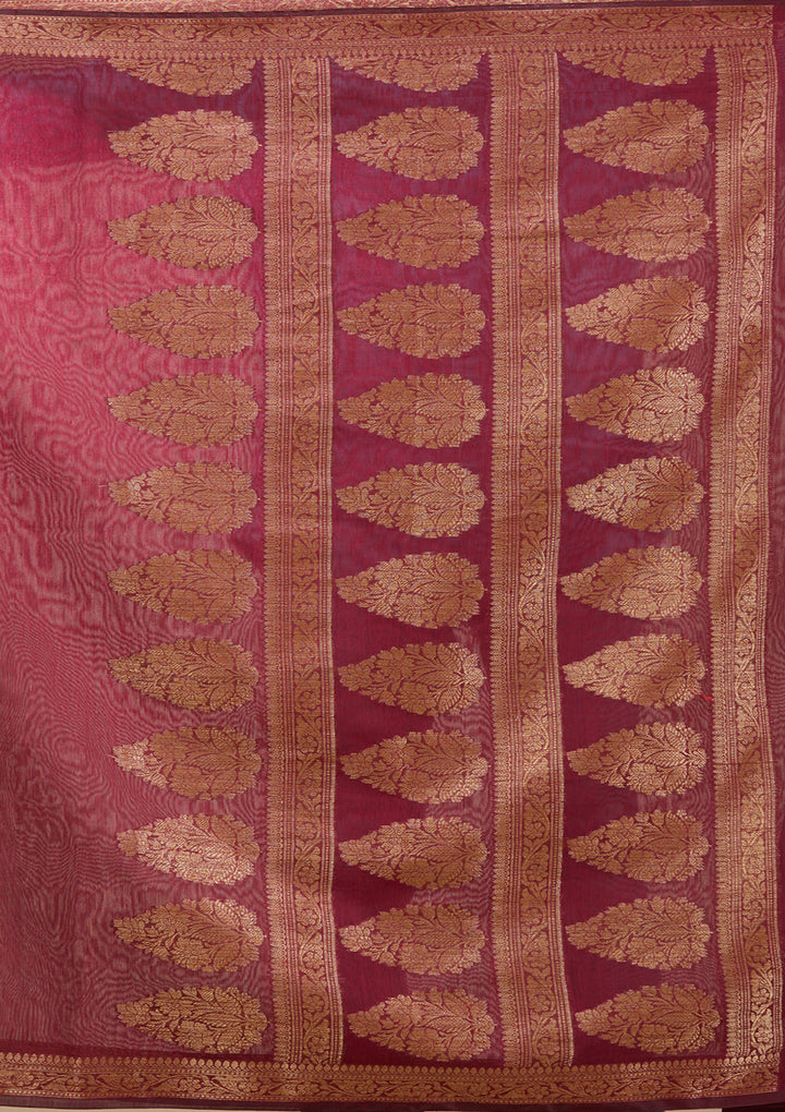 Red Banarasi Art Silk Saree With Matching Blouse Piece
