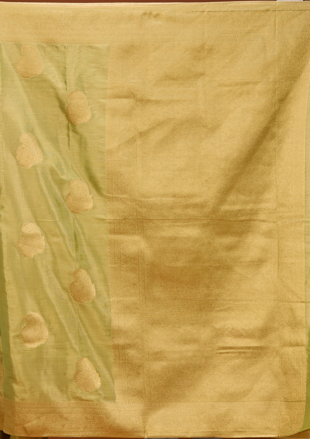 Pista Green Tissue Kanjivaram Buti Saree With Matching Blouse Piece