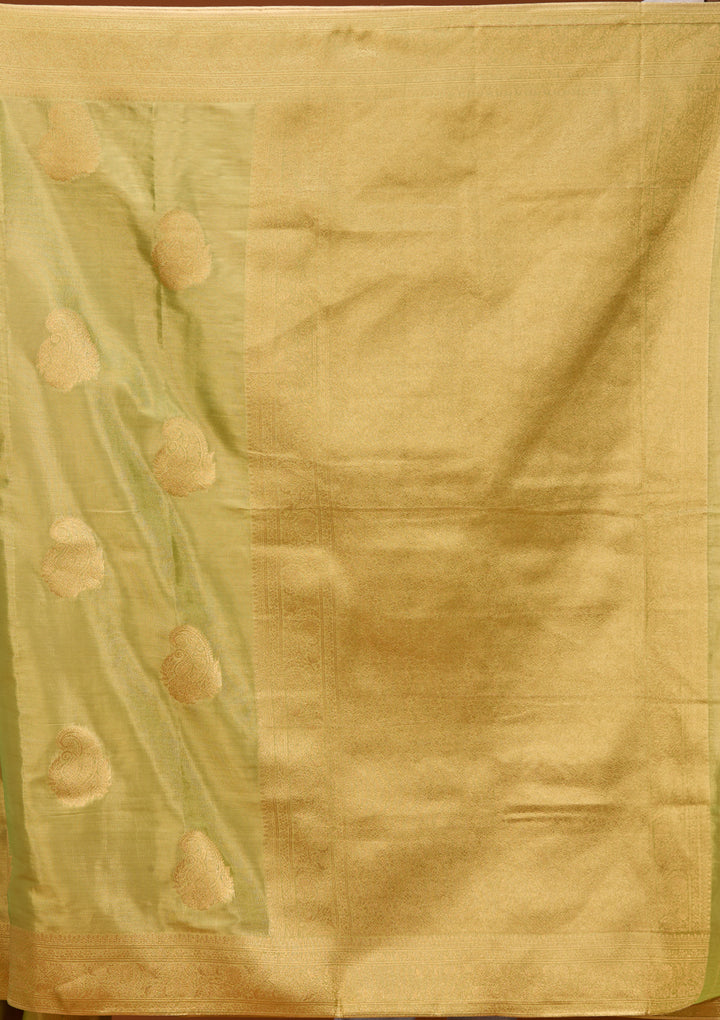 Pista Green Tissue Kanjivaram Buti Saree With Matching Blouse Piece