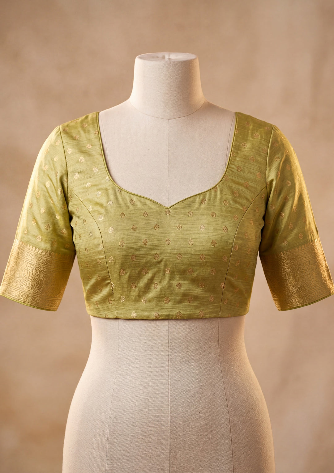 Pista Green Tissue Kanjivaram Buti Saree With Matching Blouse Piece
