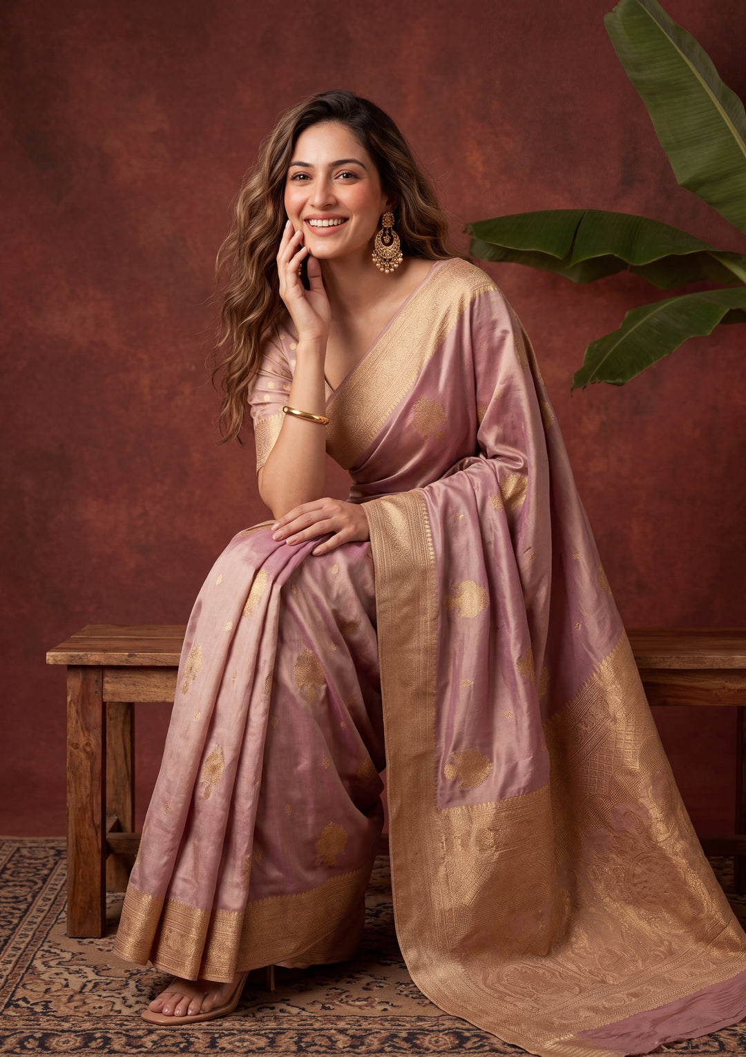 Lavender Art Silk Kanjivaram Jaal Saree With Matching Blouse Piece