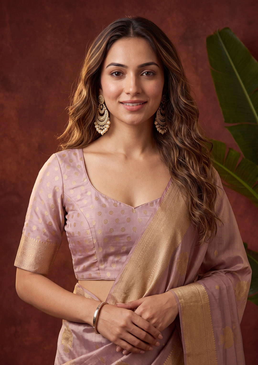 Lavender Art Silk Kanjivaram Jaal Saree With Matching Blouse Piece