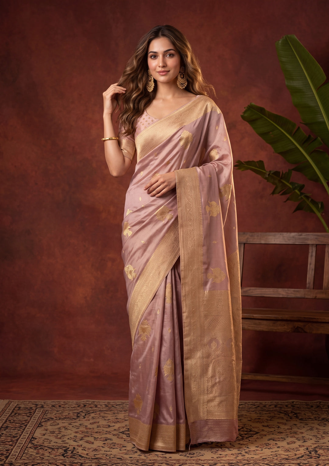 Lavender Art Silk Kanjivaram Jaal Saree With Matching Blouse Piece