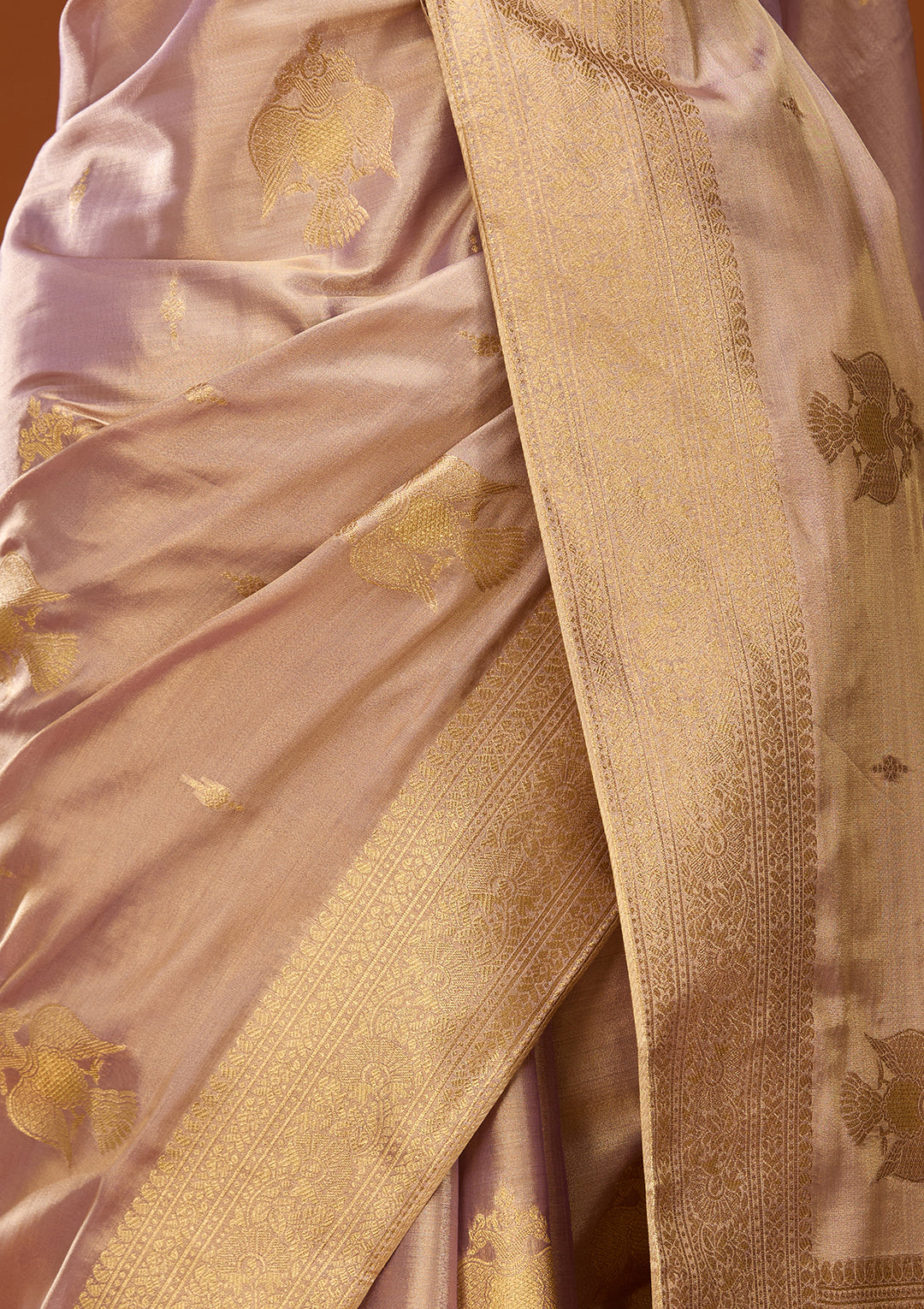 Lavender Art Silk Kanjivaram Jaal Saree With Matching Blouse Piece