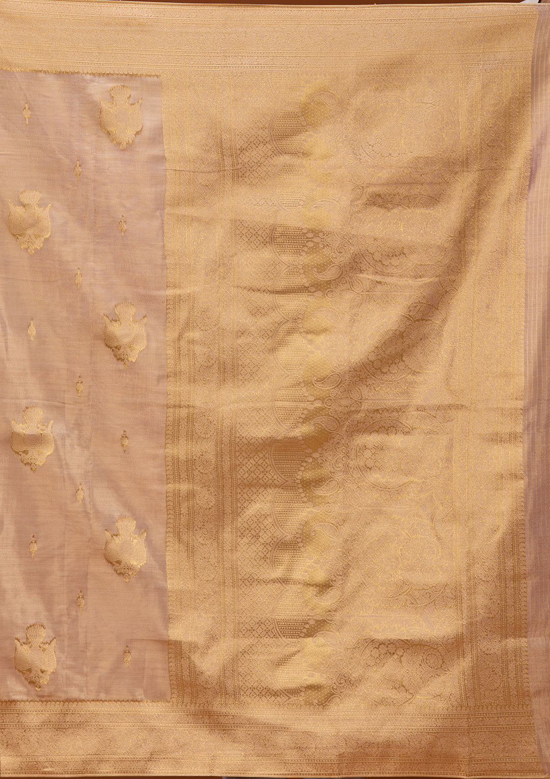Lavender Art Silk Kanjivaram Jaal Saree With Matching Blouse Piece