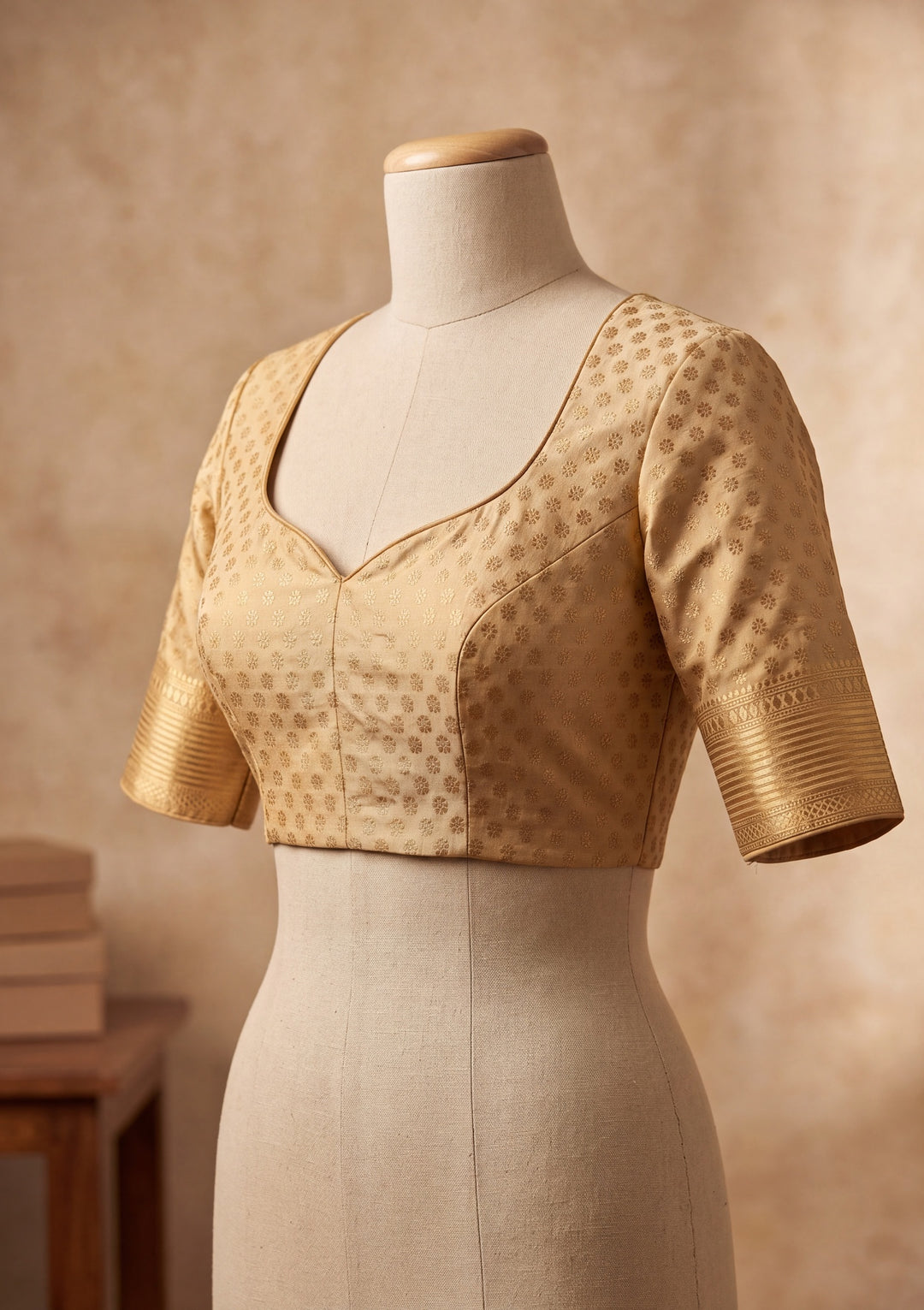 Beige Art Silk Kanjivaram Jaal Saree With Matching Blouse Piece