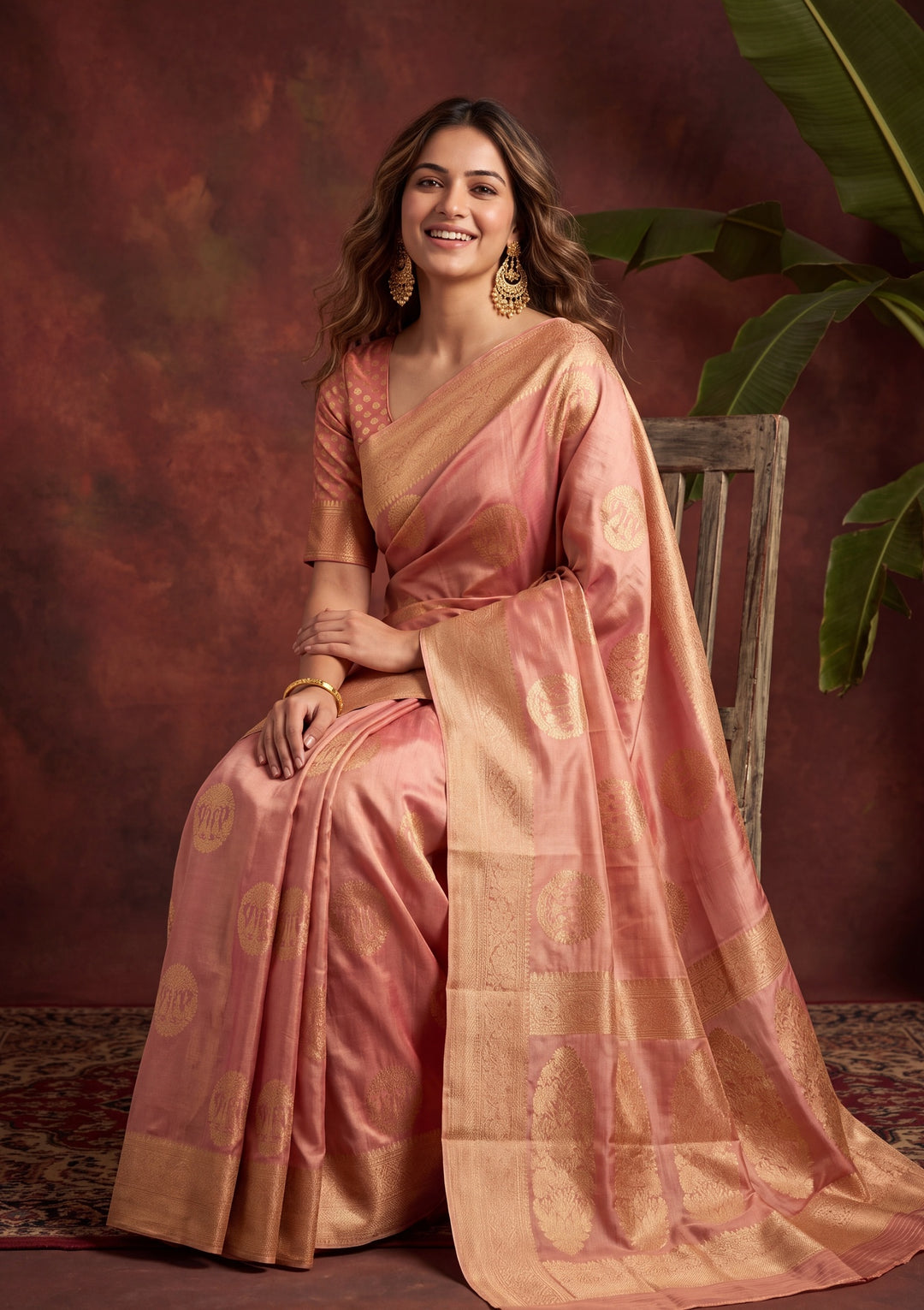 Onion Pink Art Silk Kanjivaram Jaal Saree With Matching Blouse Piece