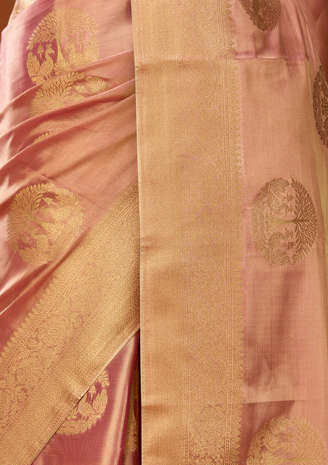 Onion Pink Art Silk Kanjivaram Jaal Saree With Matching Blouse Piece