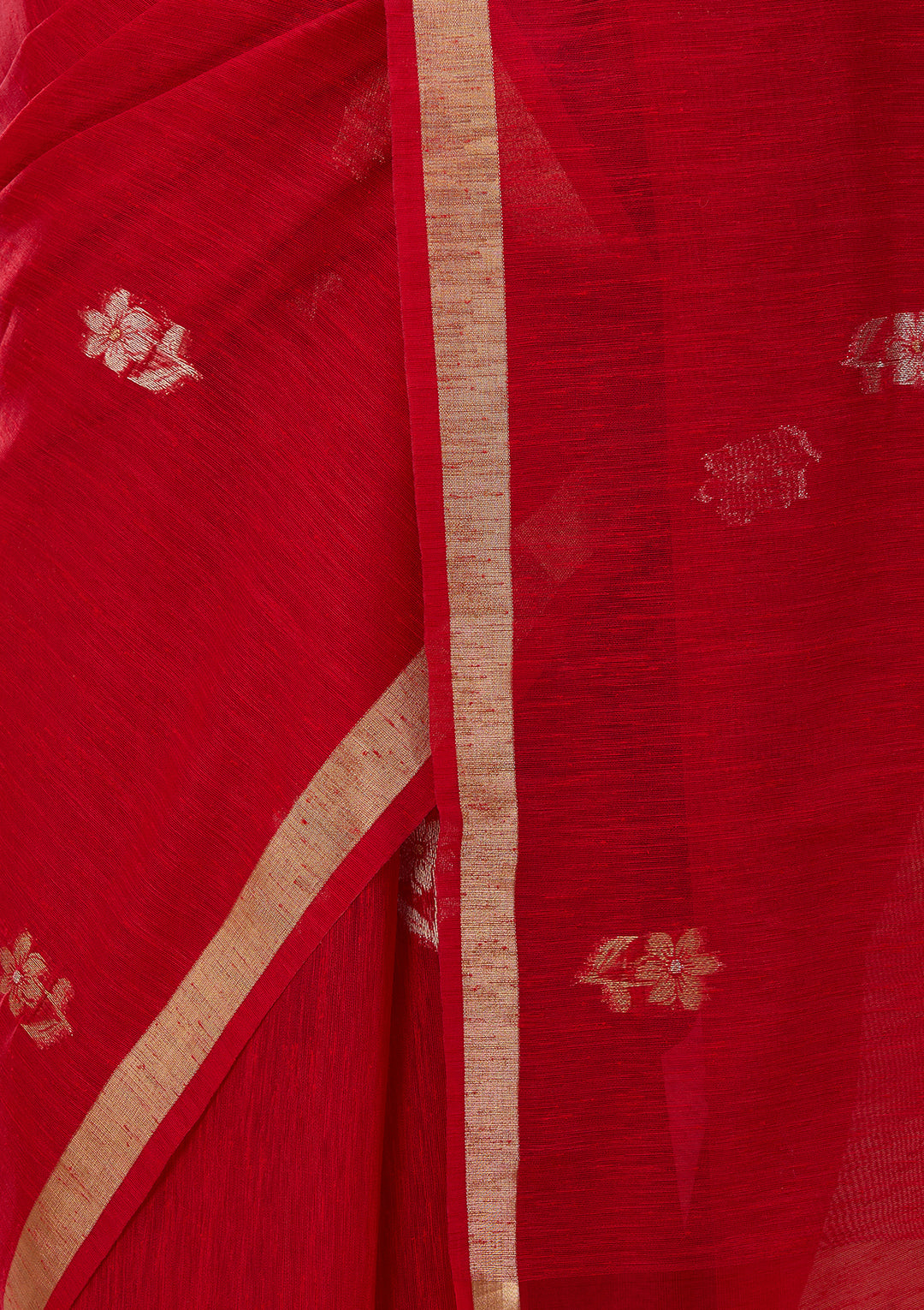 Red Art Silk Kanjivaram Jaal Saree With Matching Blouse Piece