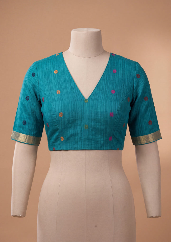 Blue Art Silk Kanjivaram Jaal Saree With Matching Blouse Piece