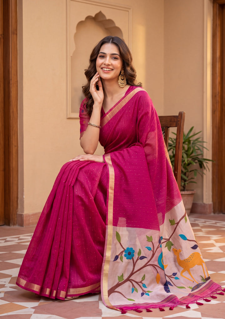 Orange Art Silk Patola Jaal Saree With Matching Blouse Piece
