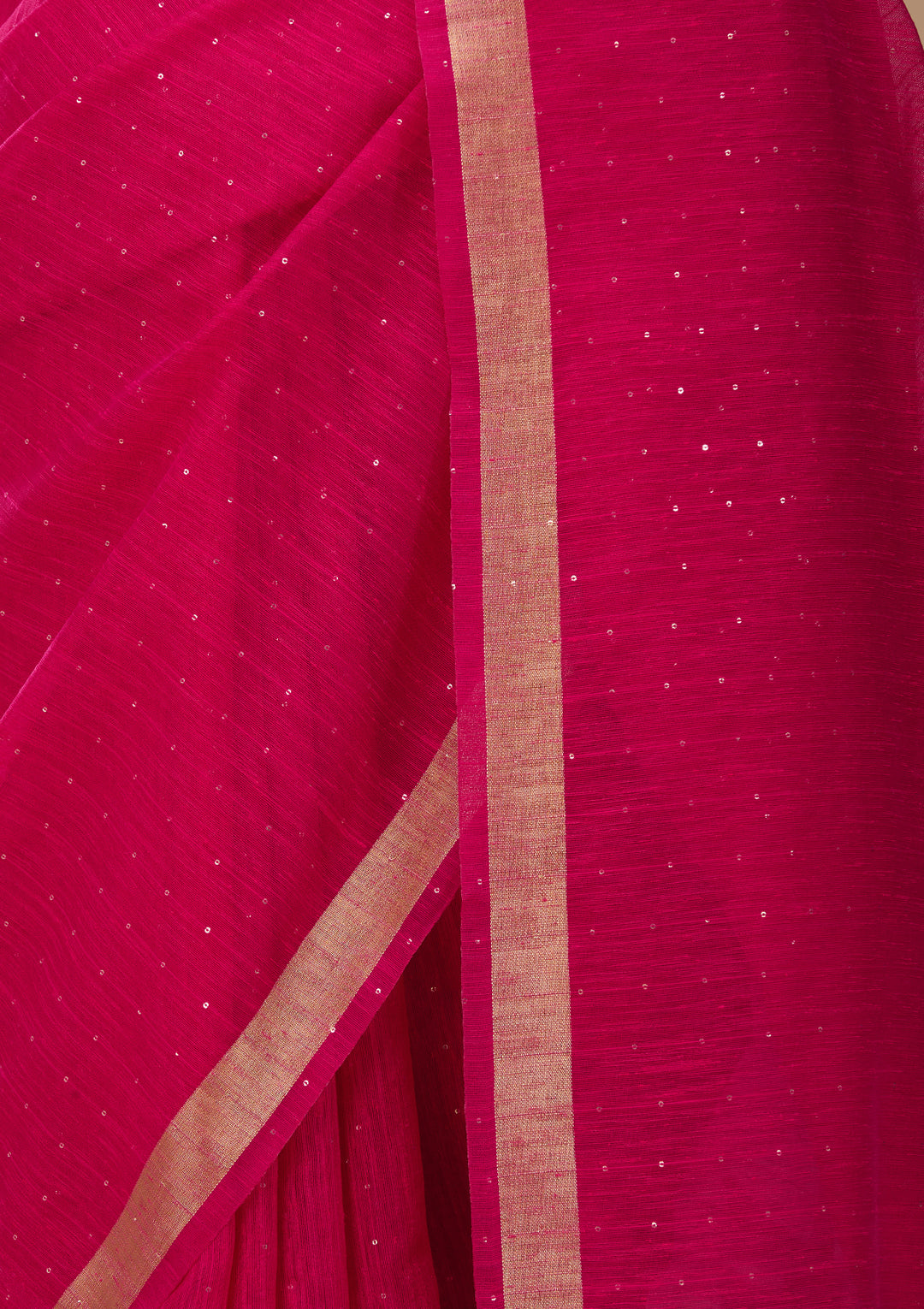 Rani Pink Art Silk Kanjivaram Jaal Saree With Matching Blouse Piece
