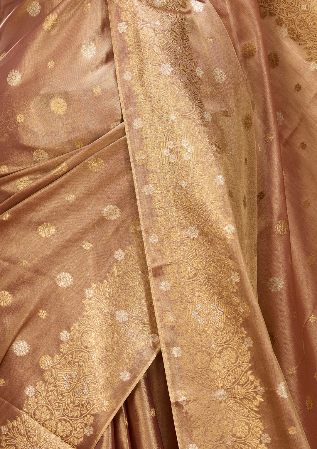 Brown Art Silk Kanjivaram Jaal Saree With Matching Blouse Piece