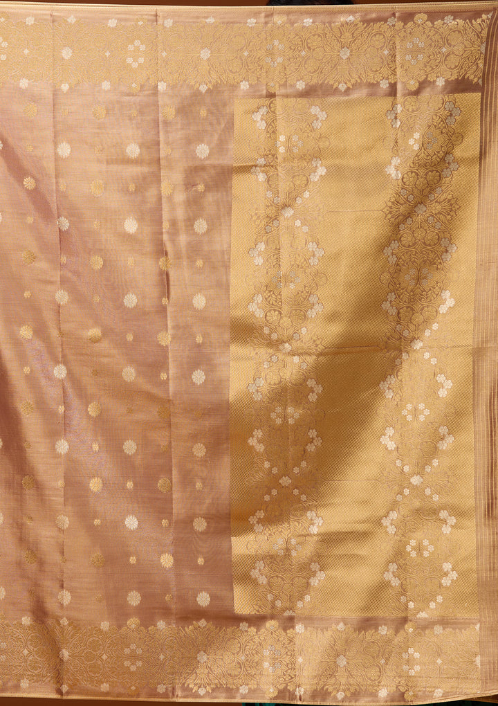Brown Art Silk Kanjivaram Jaal Saree With Matching Blouse Piece