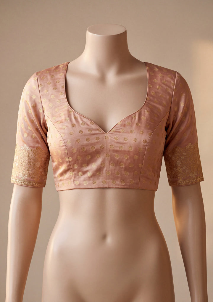 Peach Art Silk Kanjivaram Jaal Saree With Matching Blouse Piece