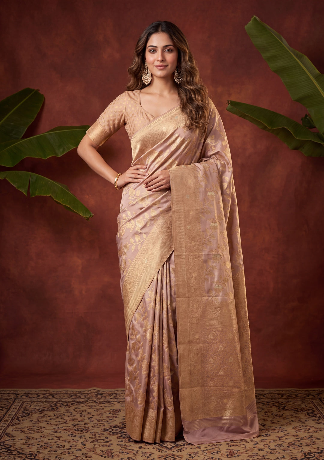 Lavender Art Silk Kanjivaram Jaal Saree With Matching Blouse Piece