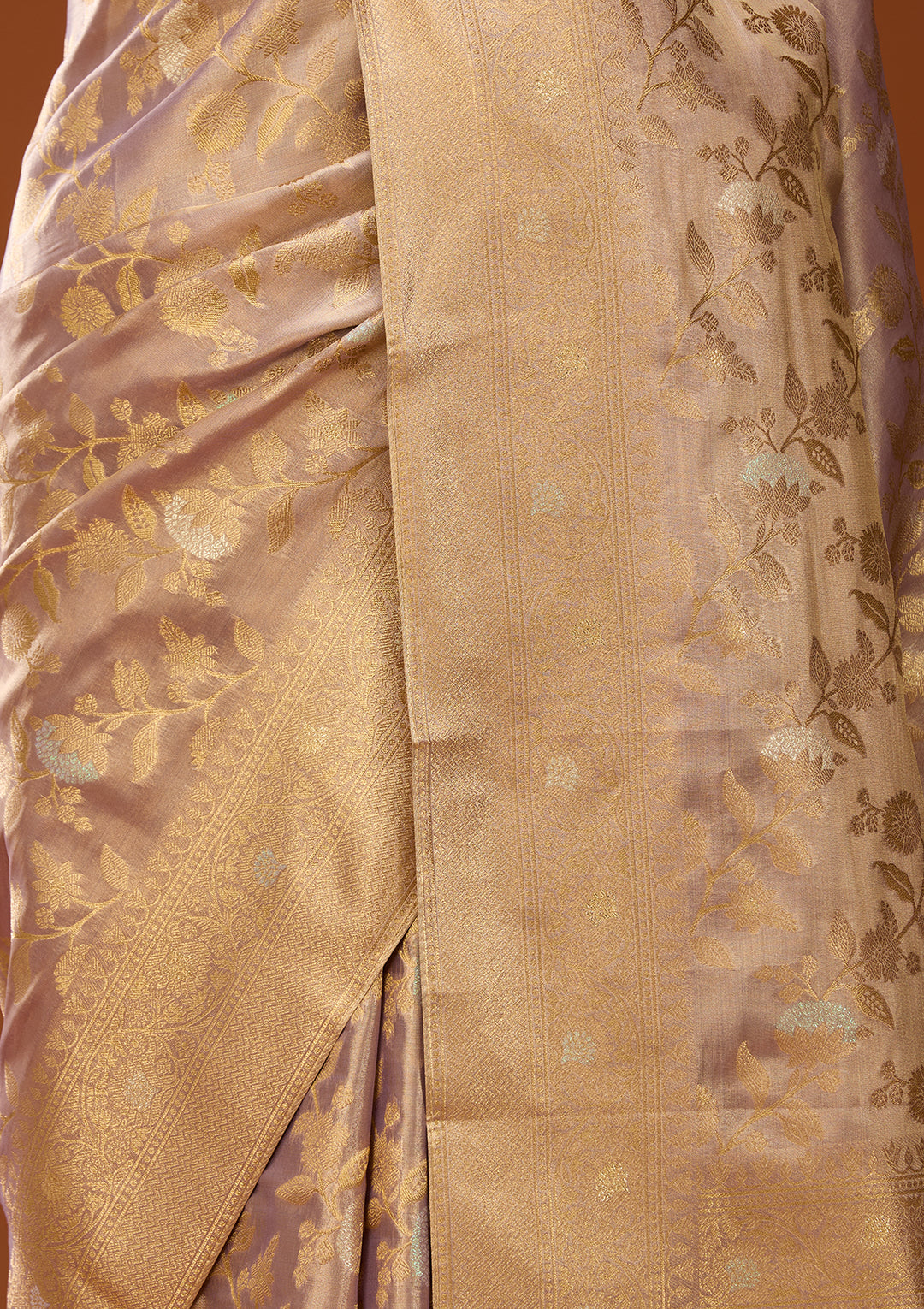Lavender Art Silk Kanjivaram Jaal Saree With Matching Blouse Piece