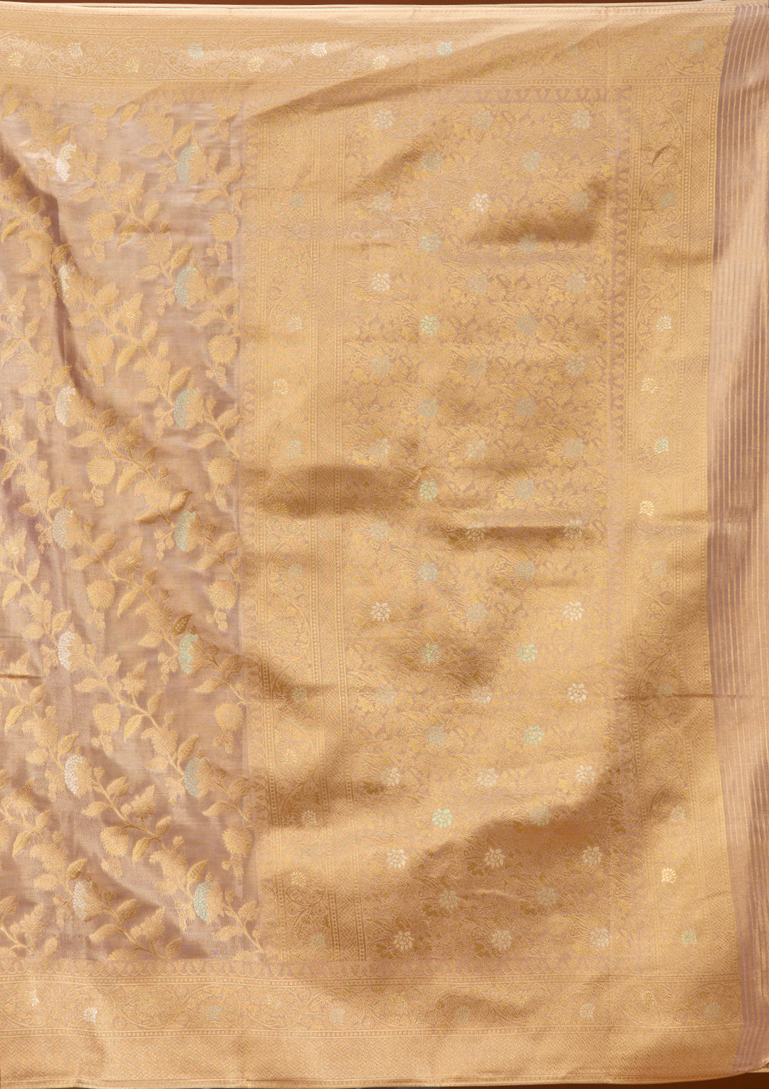Lavender Art Silk Kanjivaram Jaal Saree With Matching Blouse Piece
