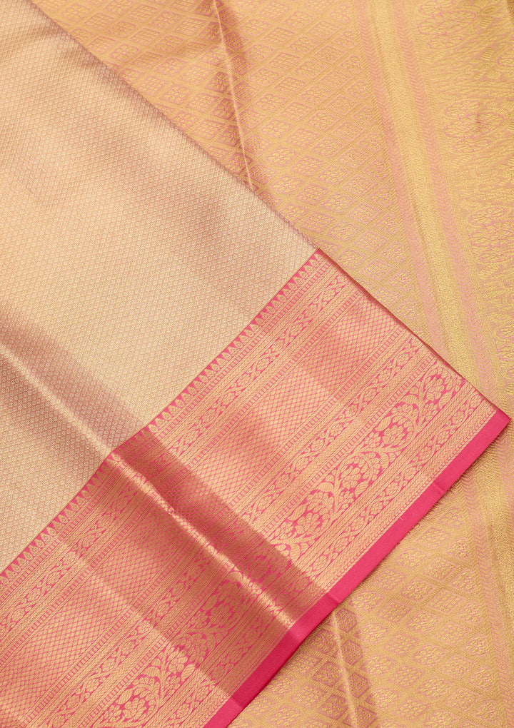 Peach Dharmavaram Tissue Silk Saree