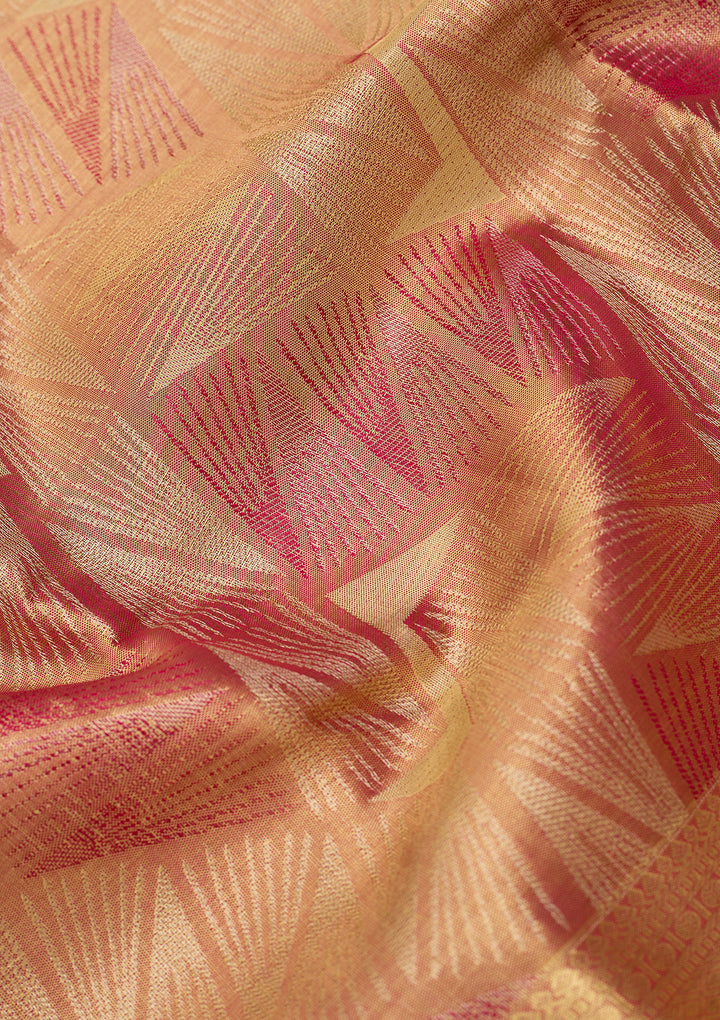 Peach Dharmavaram Tissue Silk Saree