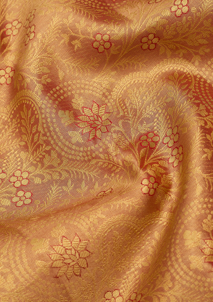 Peach Dharmavaram Tissue Silk Saree