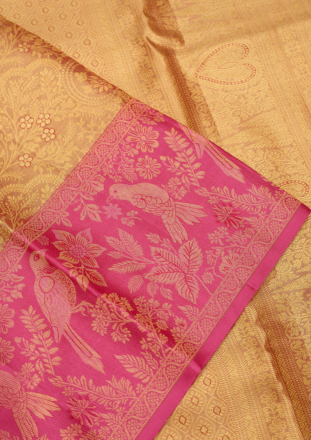 Peach Dharmavaram Tissue Silk Saree
