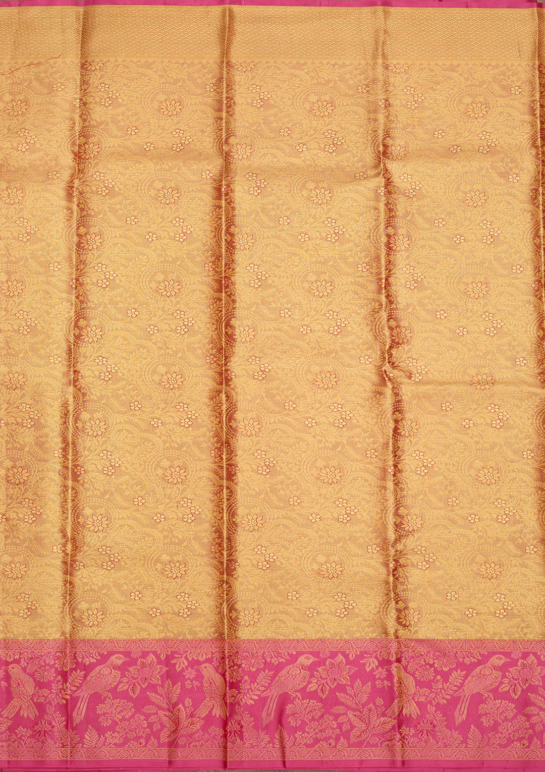 Peach Dharmavaram Tissue Silk Saree