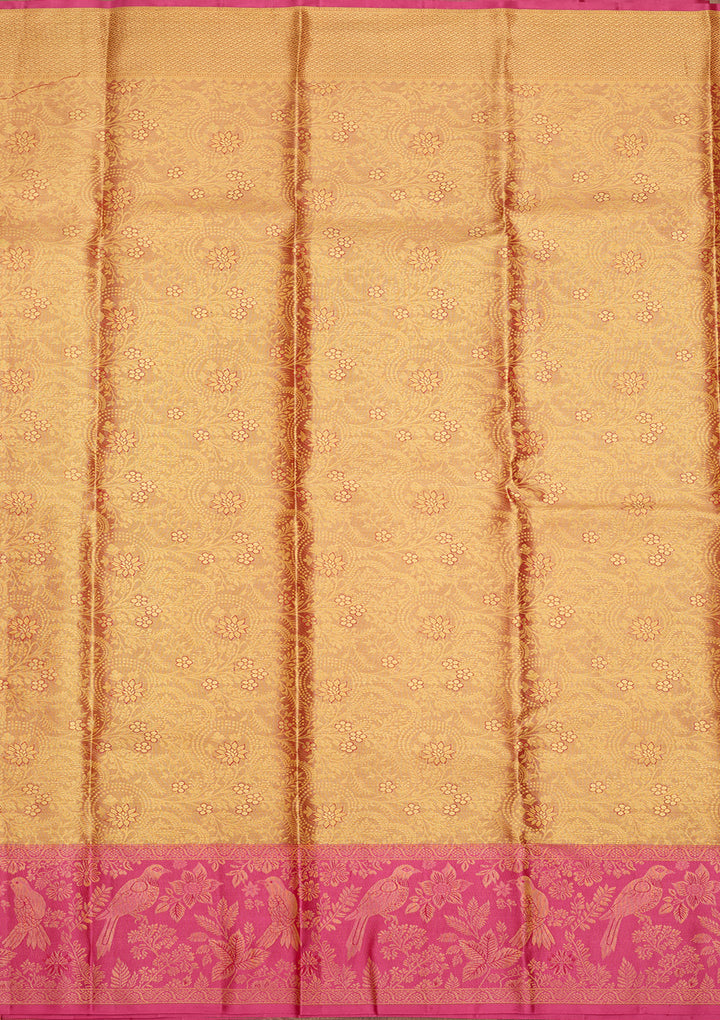 Peach Dharmavaram Tissue Silk Saree